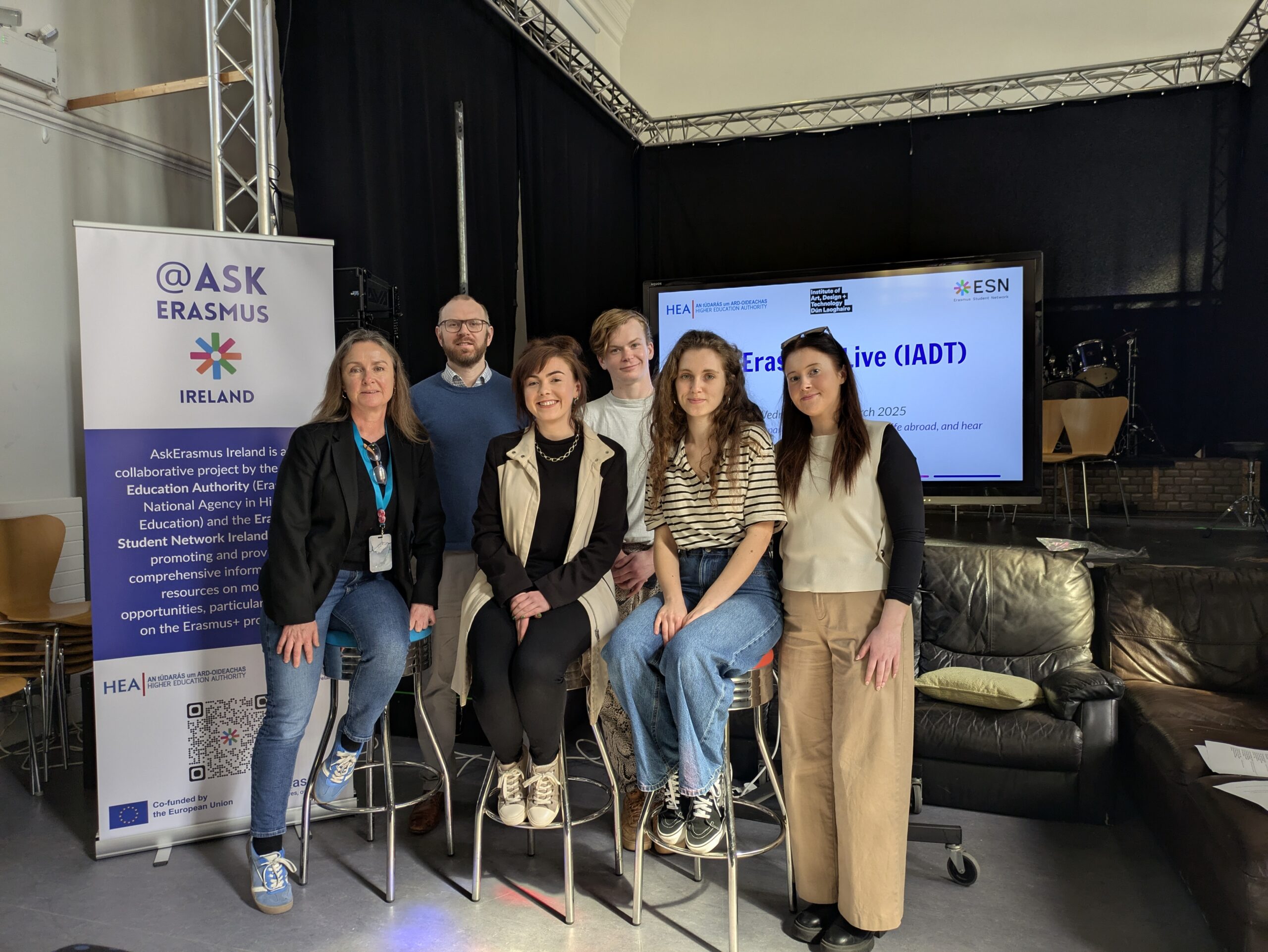 Organisers and students at AskErasmus event