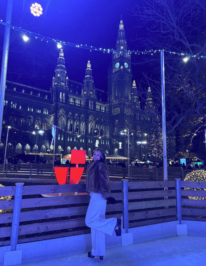 Ice skating outside the Rathaus during the famous Christmas markets