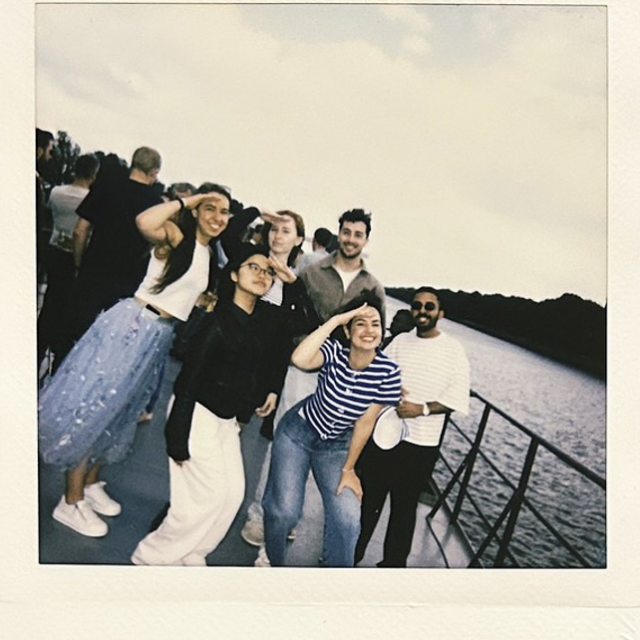 The interns at a company event on a boat in Amsterdam